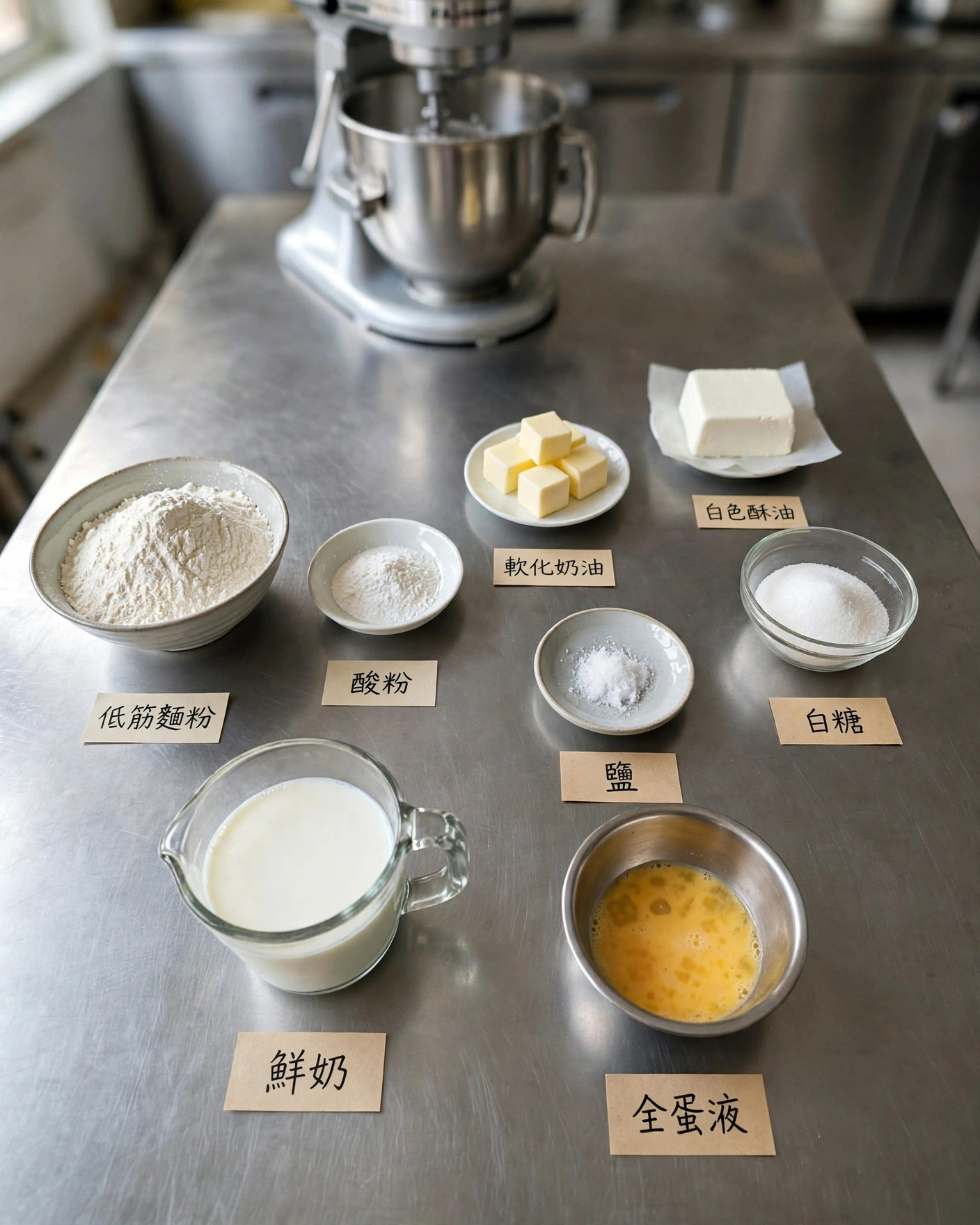 第一視角:九項材料分區秤好,標籤只有中文品項名